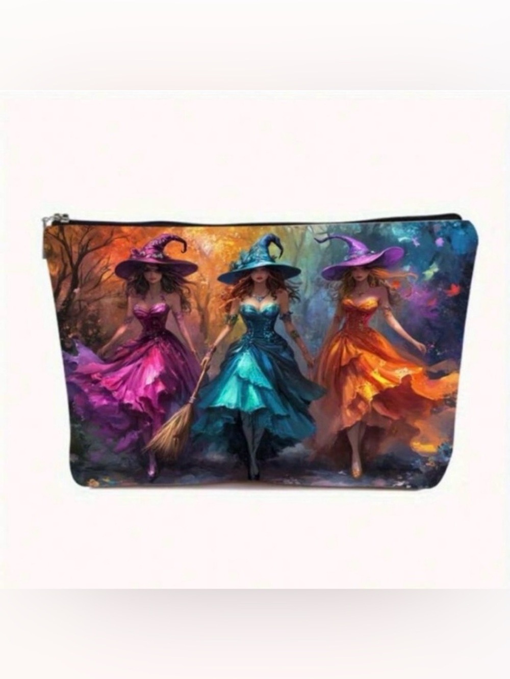 NEW Colorful Witch Coven Makeup Bag Cosmetic Pouch With Zipper Double Sided